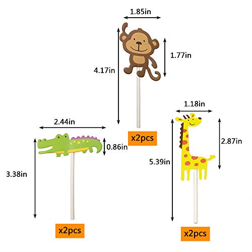 Jungle Safari Animal Cupcake Toppers Picks - 62Pcs Animal Theme