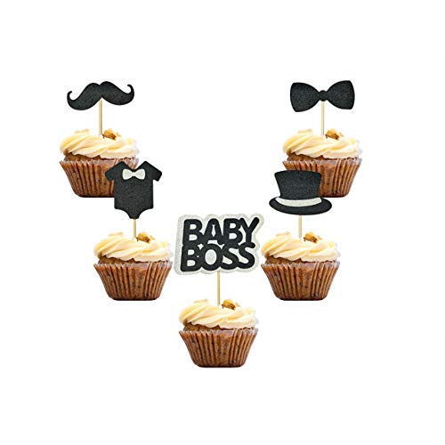 30 Pcs Baby Boss Cupcake Toppers Glitter Kids Birthday Party Sup