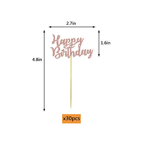 Rose Gold Happy Birthday Cupcake Topper Picks For Celebrating Bi