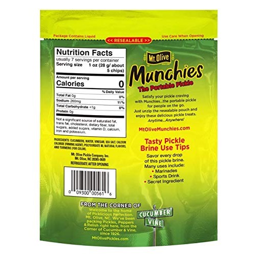 Mt Olive Munchies Kosher Dill Chips With Sea Salt, 4.8 Ounces P