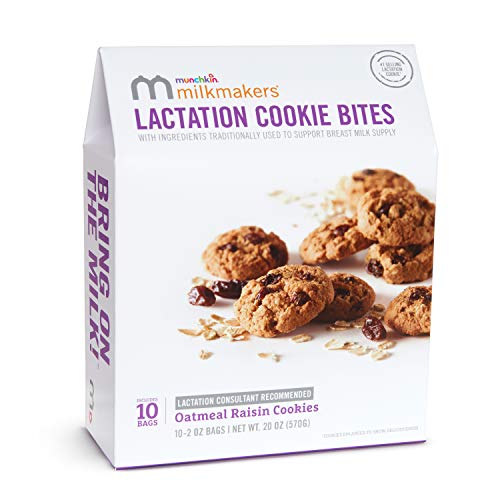 Munchkin Milkmakers Lactation Cookie Bites, Oatmeal Raisin, 10 C