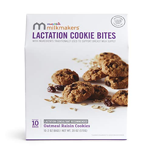 Munchkin Milkmakers Lactation Cookie Bites, Oatmeal Raisin, 10 C