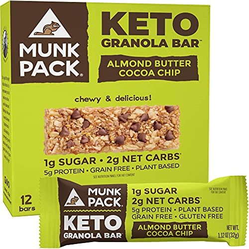 Munk Pack Almond Butter Cocoa Chip Keto Granola Bars With 1G Sug