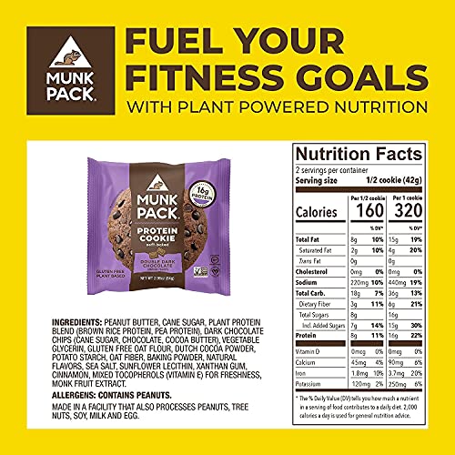 Munk Pack Protein Cookie, Peanut Butter Chocolate Chip, 12 Pack,