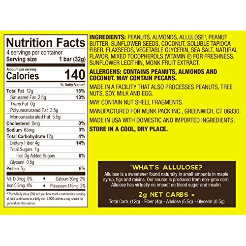 Munk Pack Variety Keto Granola Bars With 1G Sugar, 2G Net Carbs