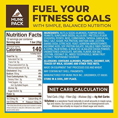 Nut & Seed Bar Dark Chocolate Pretzel | Munk Pack Low Carb Keto ...