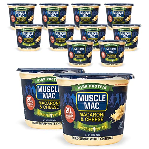 Muscle Mac, Microwavable Macaroni & Cheese Cups, Aged Sharp Whit...