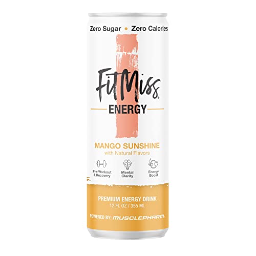 MusclePharm FitMiss Energy Drink 12oz Pack of 12 - Mango Sunsh...