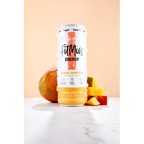 MusclePharm FitMiss Energy Drink 12oz Pack of 12 - Mango Sunsh...