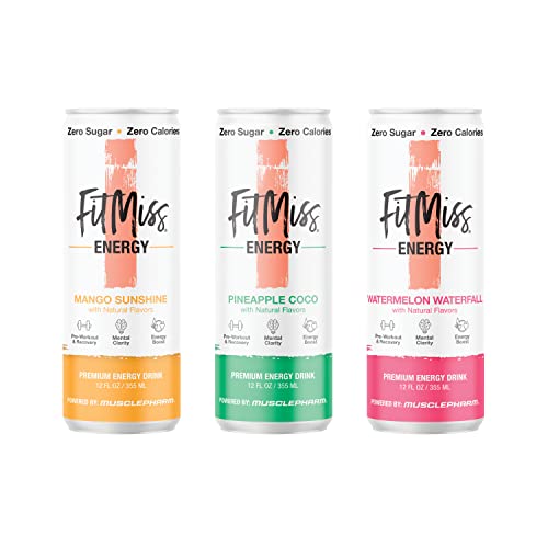 MusclePharm FitMiss Energy Drink 12oz Pack of 12 Variety Pack ...
