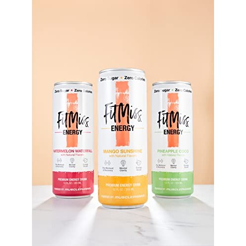 MusclePharm FitMiss Energy Drink 12oz Pack of 12 Variety Pack ...