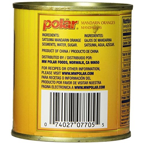 Mw Polar Canned Fruit, Mandarin Oranges, 11 Ounce Pack Of 24
