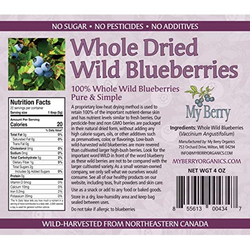 Dried Wild Blueberries, No Added Sugar, No Pesticides, Not Culti