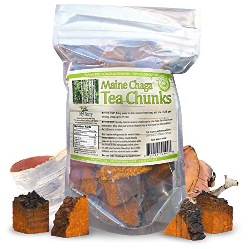 Maine Usa Chaga Mushroom Premium Tea Chunks, 4Oz, Wild Harvested