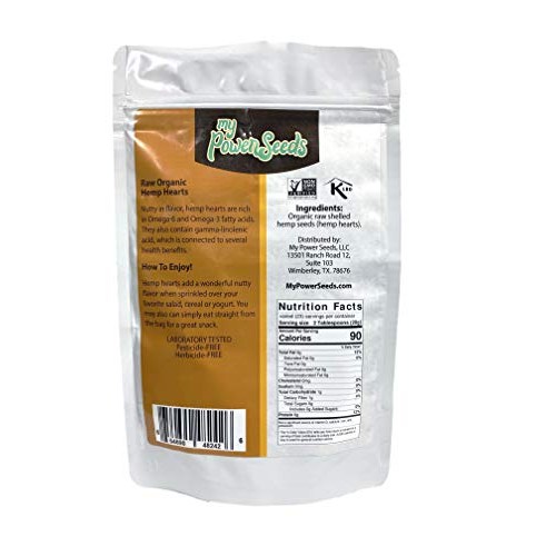 Certified Organic Hemp Hearts By My Power Seeds 1 Pound Bag |