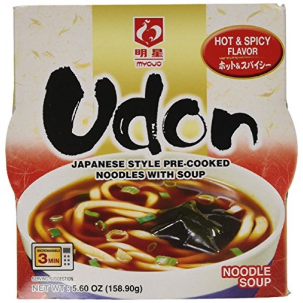 Myojo Bowl Flavored Udon Noodles, Hot And Spicy 5.60 Oz Pack Of 6
