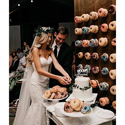 Boom! Married Wedding Cake Topper, Silver Glitter Funny Cake Top Boom! Married Wedding Cake Topper, Silver Glitter Funny Cake Top