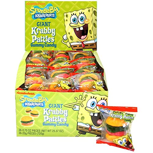 Spongebob Squarepants Giant Krabby Patties Gummy Candy Pack Of 36