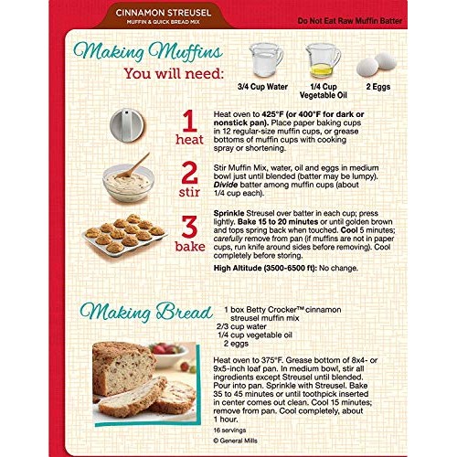 Betty Crocker Muffin Mix, Cinnamon Streusel, 13.9 Oz 2 Pack