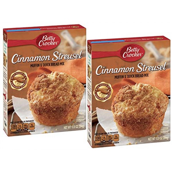 Betty Crocker Muffin Mix, Cinnamon Streusel, 13.9 oz 2 Pack