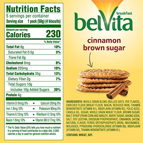 Belvita Cinnamon Brown Sugar Breakfast Biscuits, 5 Packs 4 Bisc