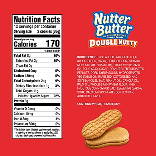 Nutter Butter Double Nutty Peanut Butter Sandwich Cookies, 1 Pac