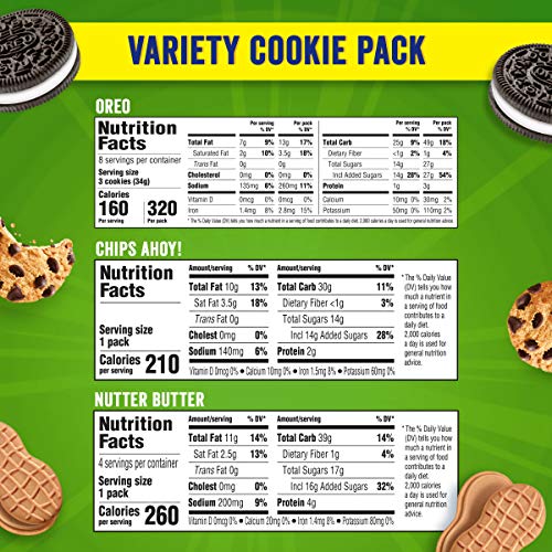 Nabisco Cookie Variety Pack, Oreo, Nutter Butter, Chips Ahoy!, 4
