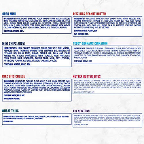 Oreo Mini, Chips Ahoy! Mini, Nutter Butter Bites, Ritz Bits Chee