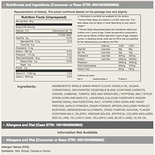 Wheat Thins Veggie Toasted Chip - 1.75 Oz. Bag, 60 Per Case