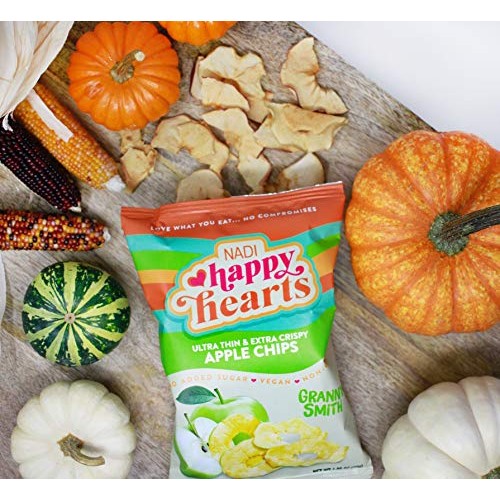 Nadi Happy Hearts Dried Apple Chips - Thin Dried Apple Slices -