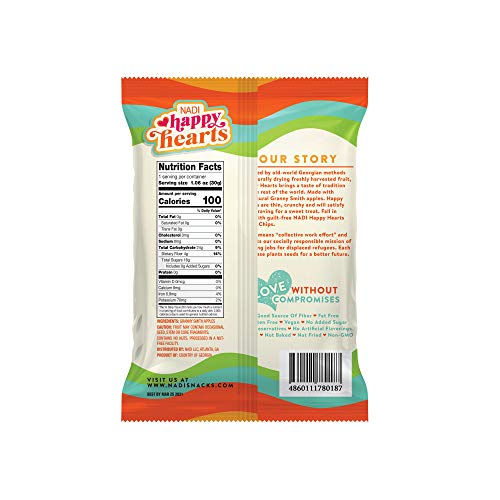 Nadi Happy Hearts Dried Apple Chips - Thin Dried Apple Slices -