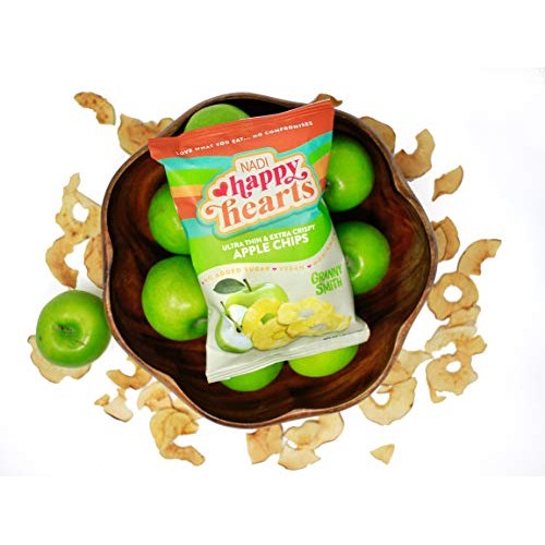 Nadi Happy Hearts Dried Apple Chips - Thin Dried Apple Slices -
