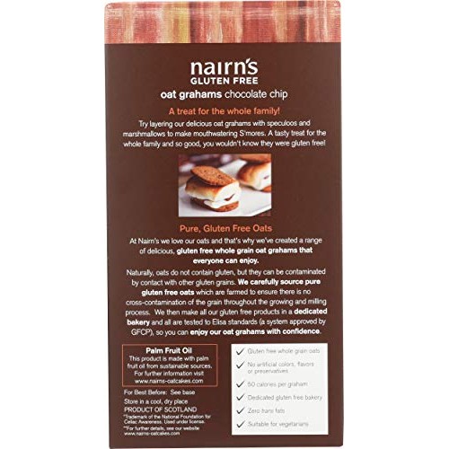 Nairns Gluten Free Oat Grahams, Chocolate Chip, 5.64 Ounce