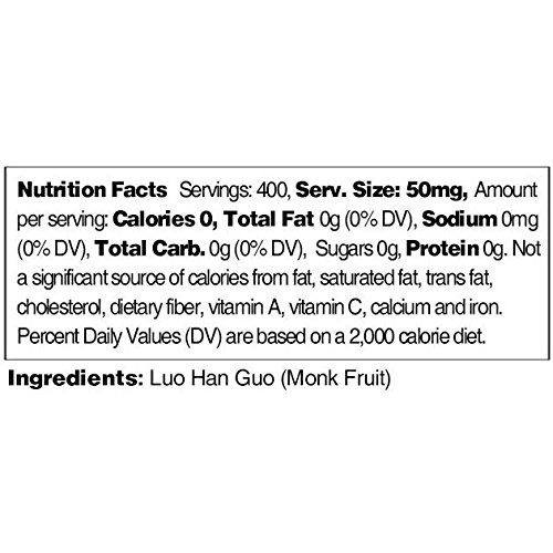 Namanna 100% Monk Fruit Sweetener - Zero Calorie, Zero Carb, Pal