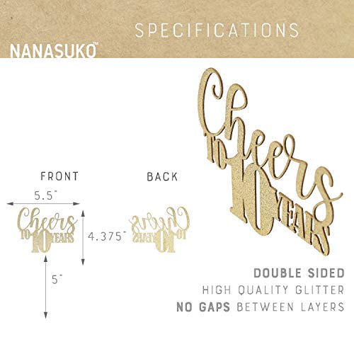 Nanasuko 10Th Anniversary Cake Topper - Cheers To 10 Years - Dou