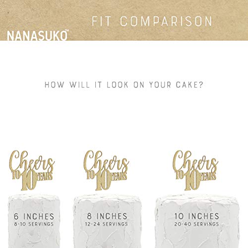 Nanasuko 10Th Anniversary Cake Topper - Cheers To 10 Years - Dou