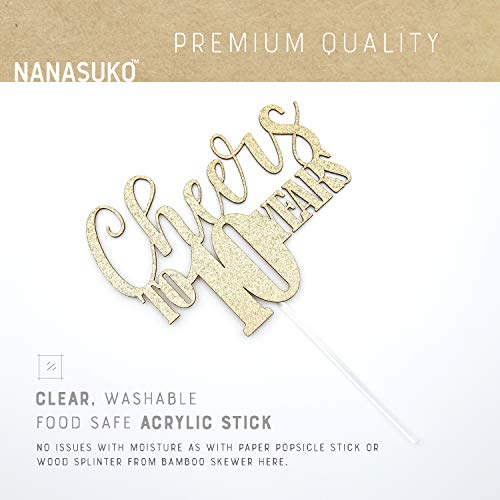 Nanasuko 10Th Anniversary Cake Topper - Cheers To 10 Years - Dou
