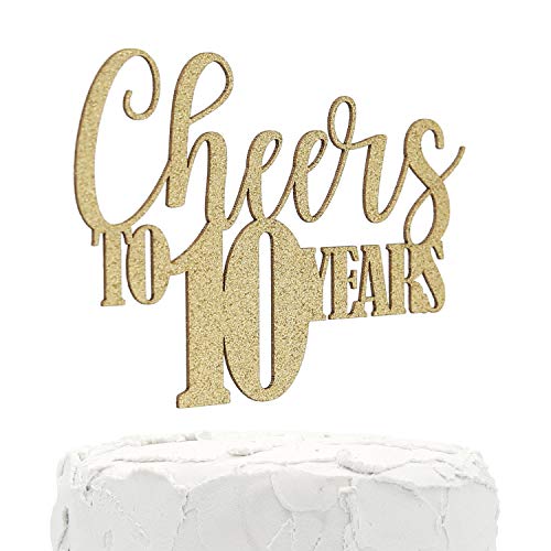 Nanasuko 10Th Anniversary Cake Topper - Cheers To 10 Years - Dou