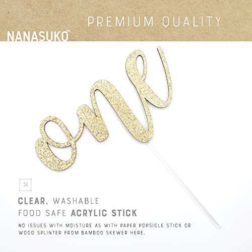 Nanasuko 1St Birthday Cake Topper - One - Double Sided Gold Glit