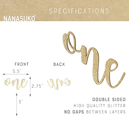 Nanasuko 1St Birthday Cake Topper - One - Double Sided Gold Glit