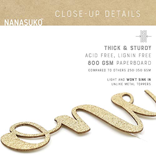 Nanasuko 1St Birthday Cake Topper - One - Double Sided Gold Glit