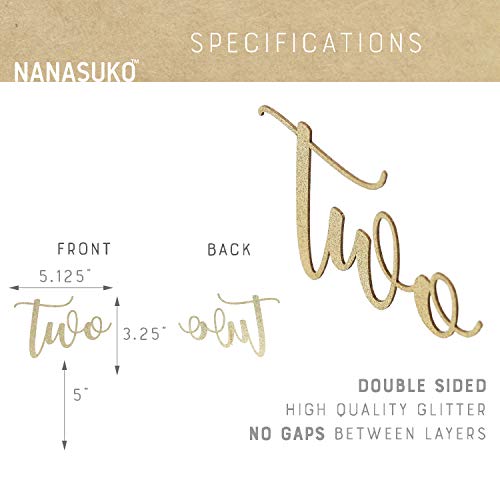 Nanasuko 2Nd Birthday Cake Topper - Two - Double Sided Gold Glit