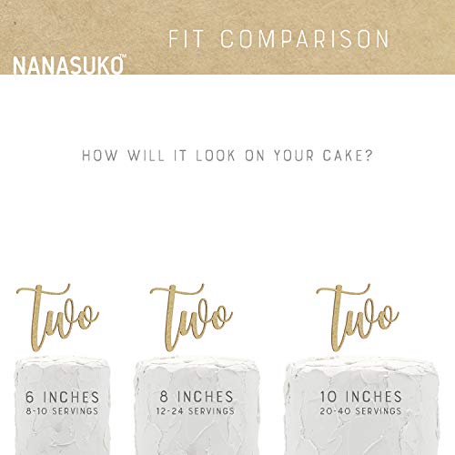 Nanasuko 2Nd Birthday Cake Topper - Two - Double Sided Gold Glit