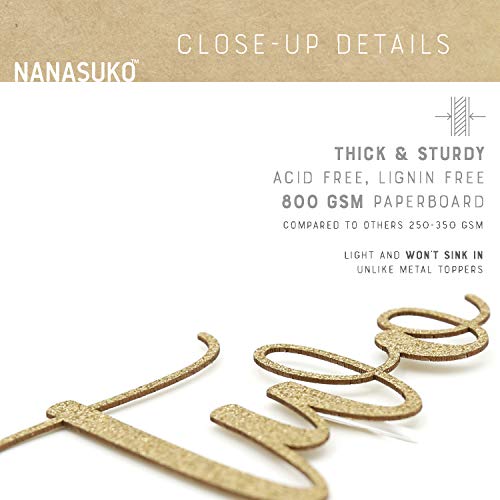 Nanasuko 2Nd Birthday Cake Topper - Two - Double Sided Gold Glit