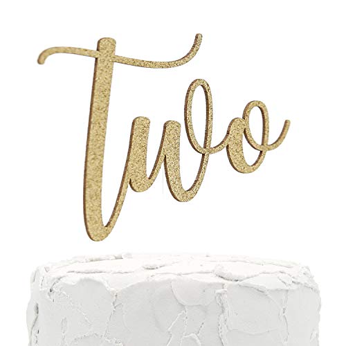 Nanasuko 2Nd Birthday Cake Topper - Two - Double Sided Gold Glit
