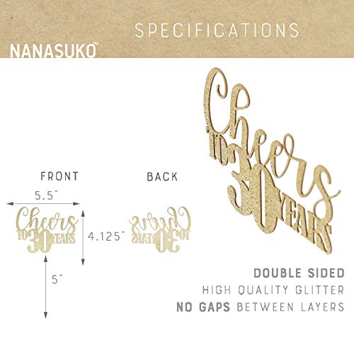Nanasuko 30Th Birthday Cake Topper - Double Sided Glitter - Prem