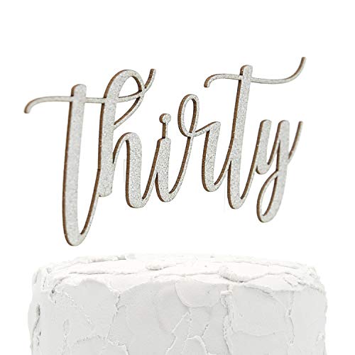 Nanasuko 30Th Birthday Cake Topper - Thirty - Double Sided Silve