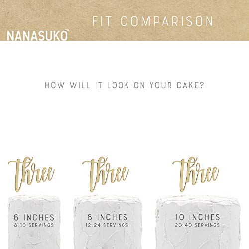 Nanasuko 3Rd Birthday Cake Topper - Three - Double Sided Gold Gl