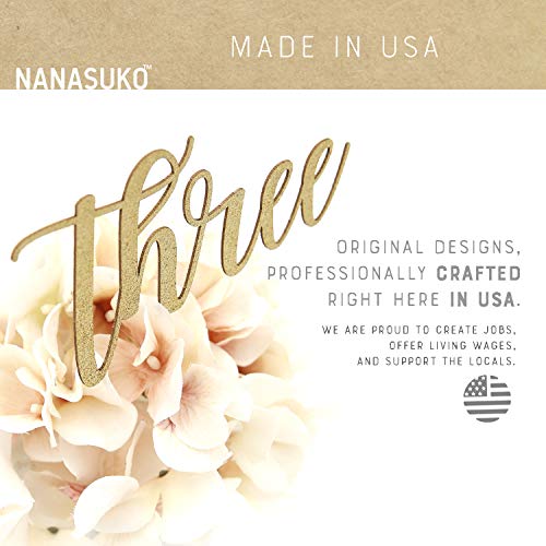 Nanasuko 3Rd Birthday Cake Topper - Three - Double Sided Gold Gl