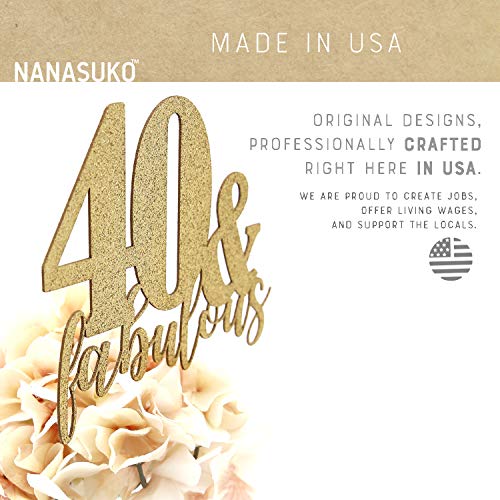 Nanasuko 40Th Birthday - 40 &Amp; Fabulous - Double Sided Gold Glitt